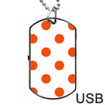 Polka Dots - Tangelo Orange on White Dog Tag USB Flash (Two Sides)