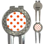 Polka Dots - Tangelo Orange on White 3-in-1 Golf Divot