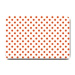 Polka Dots - Tangelo Orange on White Small Doormat
