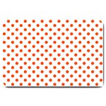 Polka Dots - Tangelo Orange on White Large Doormat