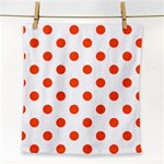 Polka Dots - Tangelo Orange on White Face Towel