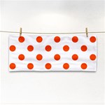 Polka Dots - Tangelo Orange on White Hand Towel