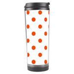 Polka Dots - Tangelo Orange on White Travel Tumbler