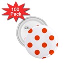 Polka Dots - Tangelo Orange on White 1.75  Button (100 pack)