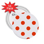 Polka Dots - Tangelo Orange on White 2.25  Button (10 pack)