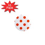 Polka Dots - Tangelo Orange on White 1  Mini Magnet (10 pack)