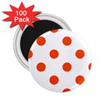Polka Dots - Tangelo Orange on White 2.25  Magnet (100 pack)