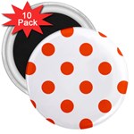Polka Dots - Tangelo Orange on White 3  Magnet (10 pack)