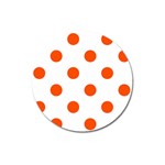 Polka Dots - Tangelo Orange on White Magnet 3  (Round)