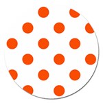 Polka Dots - Tangelo Orange on White Magnet 5  (Round)