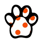 Polka Dots - Tangelo Orange on White Magnet (Paw Print)