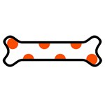 Polka Dots - Tangelo Orange on White Magnet (Dog Bone)