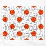 Polka Dots - Tangelo Orange on White Jigsaw Puzzle (Rectangular)