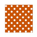 Polka Dots - White on Burnt Orange Small Satin Scarf  (Square)
