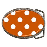 Polka Dots - White on Burnt Orange Belt Buckle