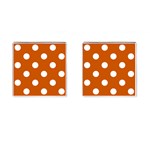 Polka Dots - White on Burnt Orange Cufflinks (Square)