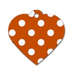 Polka Dots - White on Burnt Orange Dog Tag Heart (Two Sides)