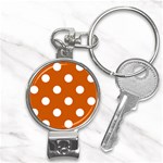 Polka Dots - White on Burnt Orange Nail Clippers Key Chain