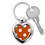 Polka Dots - White on Burnt Orange Key Chain (Heart)