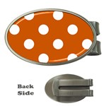 Polka Dots - White on Burnt Orange Money Clip (Oval)