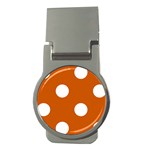 Polka Dots - White on Burnt Orange Money Clip (Round)