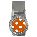Polka Dots - White on Burnt Orange Money Clip (CZ)