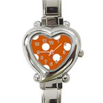 Polka Dots - White on Burnt Orange Heart Italian Charm Watch