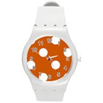 Polka Dots - White on Burnt Orange Round Plastic Sport Watch (M)