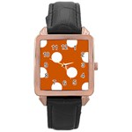 Polka Dots - White on Burnt Orange Rose Gold Leather Watch