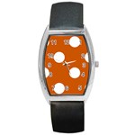 Polka Dots - White on Burnt Orange Barrel Style Metal Watch
