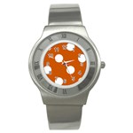 Polka Dots - White on Burnt Orange Stainless Steel Watch