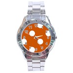 Polka Dots - White on Burnt Orange Stainless Steel Analogue Watch