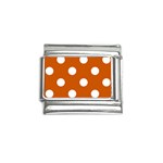 Polka Dots - White on Burnt Orange Italian Charm (9mm)