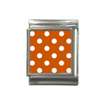 Polka Dots - White on Burnt Orange Italian Charm (13mm)