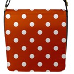 Polka Dots - White on Burnt Orange Flap Closure Messenger Bag (S)