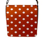 Polka Dots - White on Burnt Orange Flap Closure Messenger Bag (L)