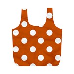 Polka Dots - White on Burnt Orange Full Print Recycle Bag (M)