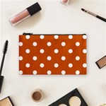 Polka Dots - White on Burnt Orange Cosmetic Bag (S)