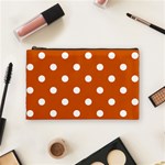 Polka Dots - White on Burnt Orange Cosmetic Bag (M)