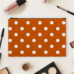 Polka Dots - White on Burnt Orange Cosmetic Bag (L)