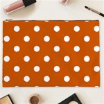 Polka Dots - White on Burnt Orange Cosmetic Bag (XXL)