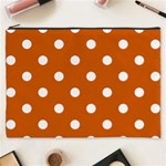 Polka Dots - White on Burnt Orange Cosmetic Bag (XXXL)