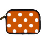 Polka Dots - White on Burnt Orange Digital Camera Leather Case