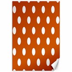 Polka Dots - White on Burnt Orange Canvas 12  x 18 