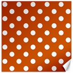 Polka Dots - White on Burnt Orange Canvas 16  x 16 