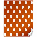 Polka Dots - White on Burnt Orange Canvas 16  x 20 