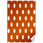 Polka Dots - White on Burnt Orange Canvas 20  x 30 