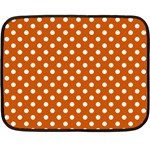 Polka Dots - White on Burnt Orange Double Sided Fleece Blanket (Mini)