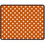 Polka Dots - White on Burnt Orange Fleece Blanket (Medium) (One Side)