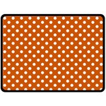 Polka Dots - White on Burnt Orange Double Sided Fleece Blanket (Large) (Two Sides)